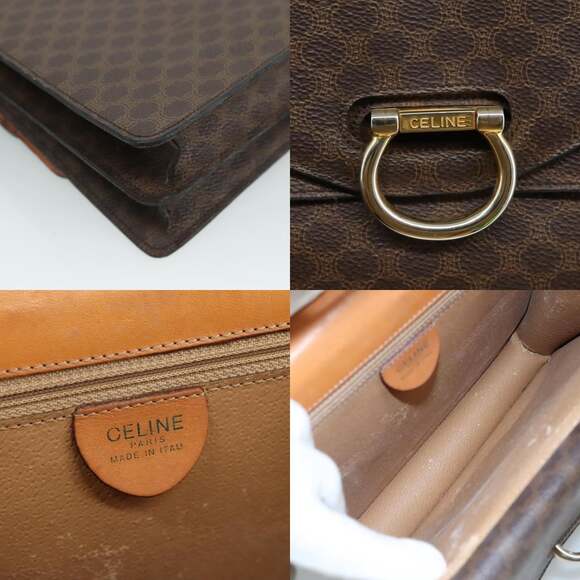 CELINE Macadam Canvas Hand Bag Pvc Leather Brown - Picture 11 of 12